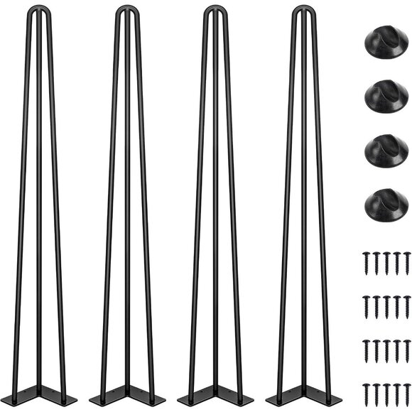 unbranded Other - Heavy-Duty Hairpin Table Legs (Set of 4) - Black Steel, 30" Modern DIY 1/2" diam